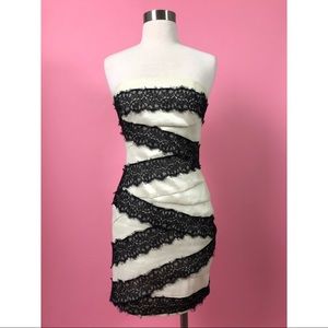 JessicaMcClintock blackwhite bandage mini dress 6S